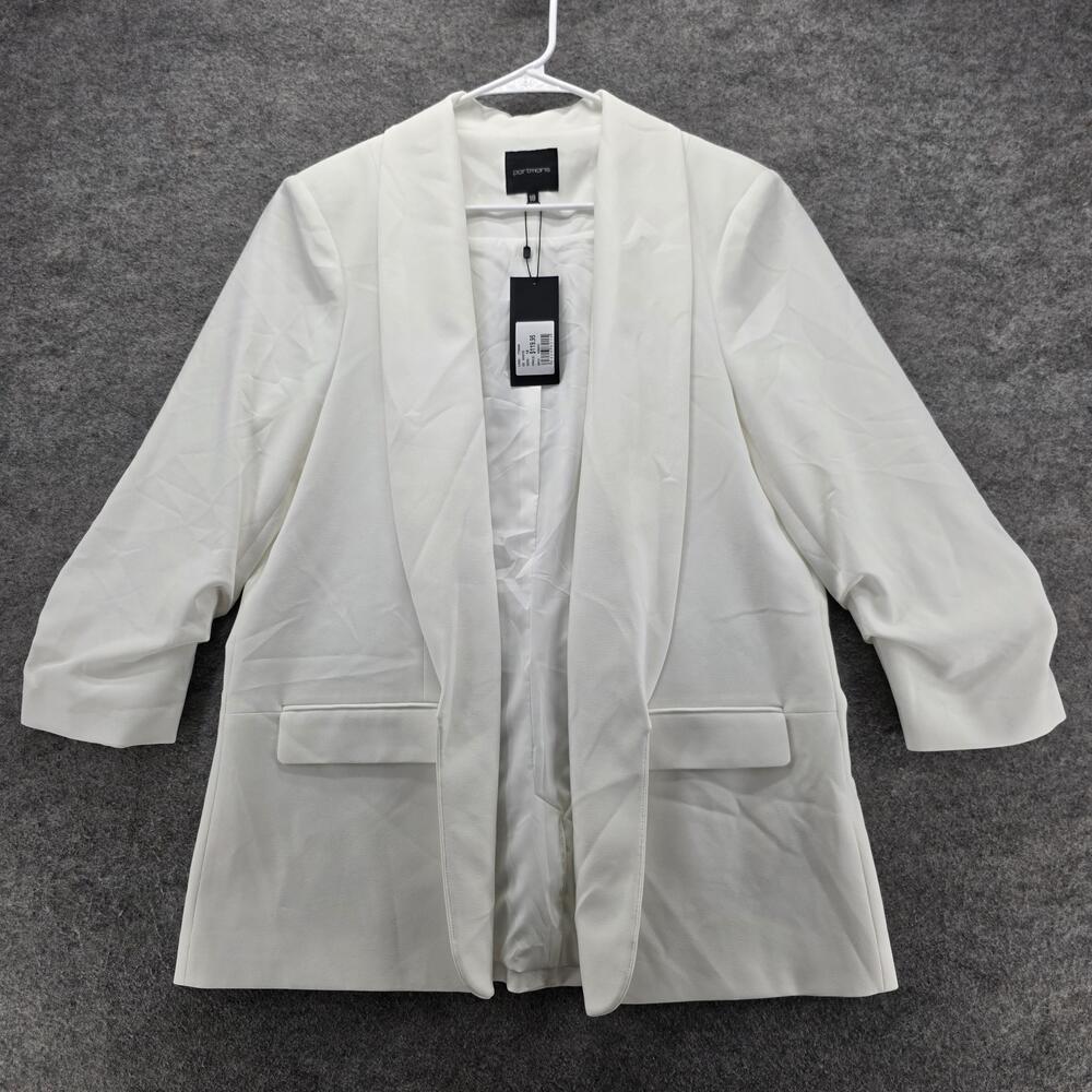 Portmans Blazer Womens 18 White Open Front 3/4 Sleeve Shawl Collar Jacket NWT